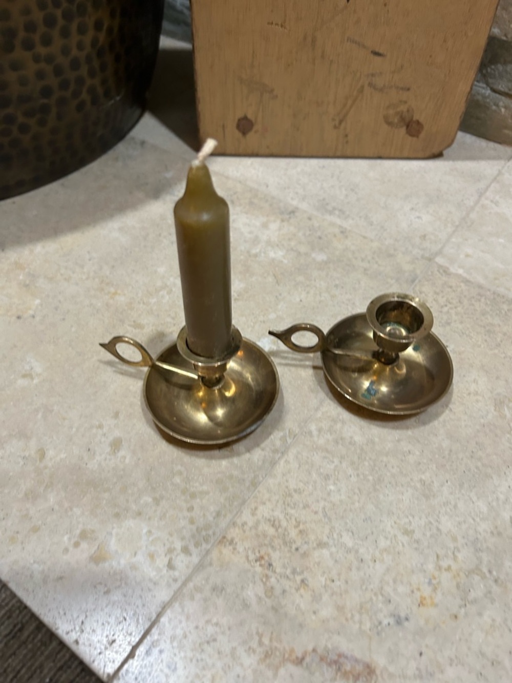 Pair of Vintage Brass Chamber stick Candle Holders - Picture 5 of 15